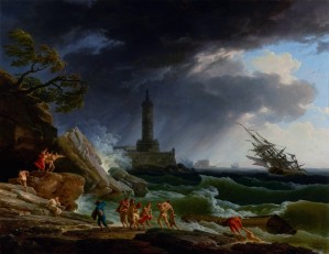 A Storm on a Mediterranean Coast by Claude Joseph Vernet Old Masters Reproduction